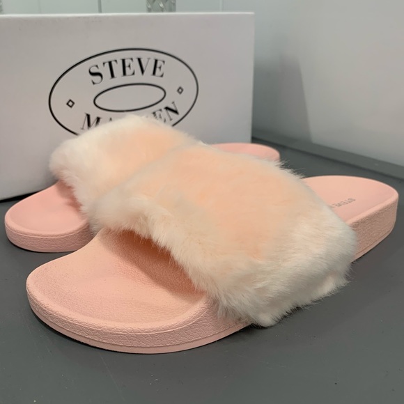 Steve Madden Shoes - Steve Madden Softey Pink slides faux fur brand new